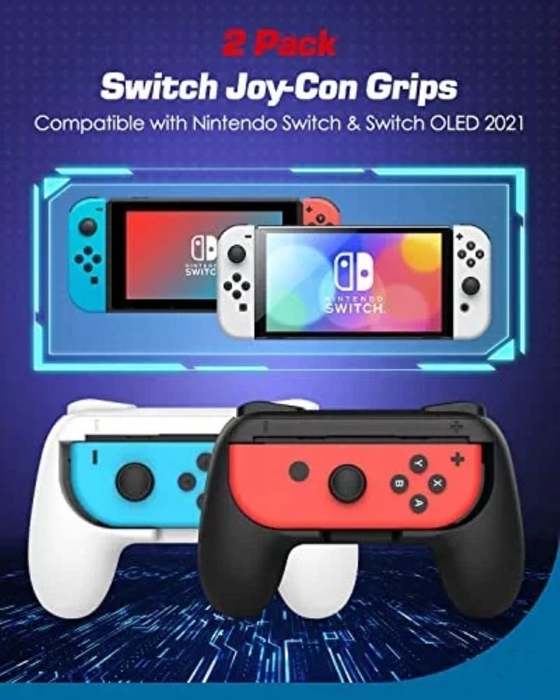 IRIDESCENT Controller Grip for Nintendo Switch Joy-Con, Wear-resistant Handheld Joystick Remote Handle Compatible with Switch, 2 Pack (White+Black) - Image 2
